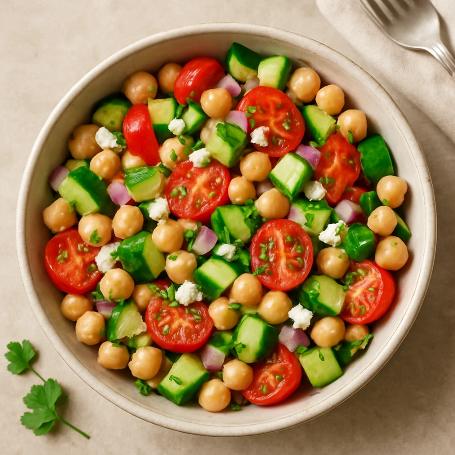 Mediterranean Chickpea and Cucumber Salad