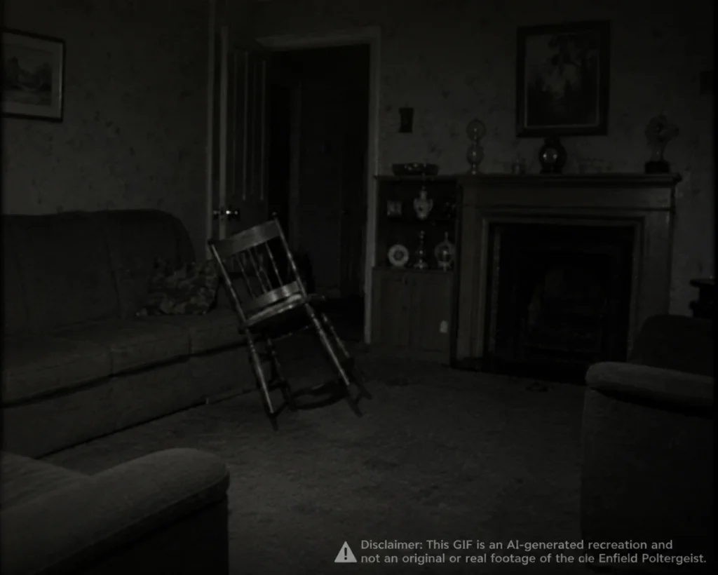 Moving furniture anomaly inside a dark living room Enfield Poltergeist
