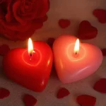Heart-shaped candles symbolizing love