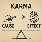 Conceptual image representing cause and effect in karma