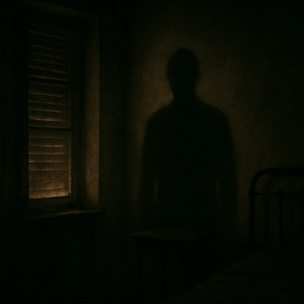 A mysterious shadow in a dimly lit room