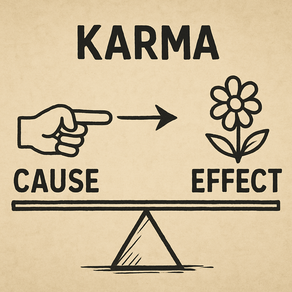 Conceptual image representing cause and effect in karma