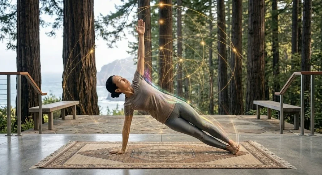side plank vasisthasana strength balance awareness distribution of energy minimal modern setting photograph